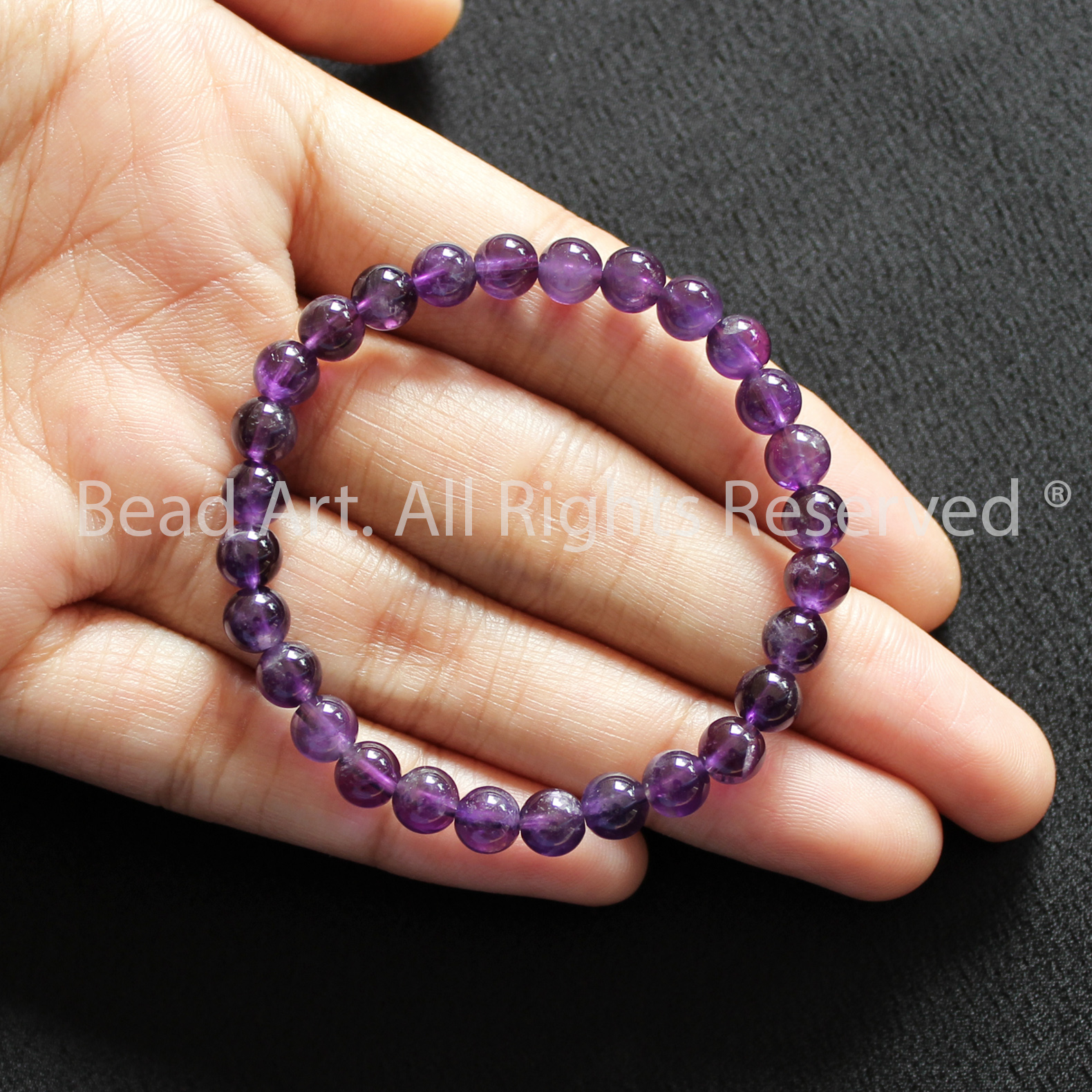 Vòng Tay 5.5MM Đá Thạch Anh Tím Đậm Loại AB, Amethyst Tự Nhiên, Vòng Tay, Phong Thuỷ, Chuỗi Hạt, Trang Sức, Hợp Mệnh Thổ, Hỏa - Bead Art