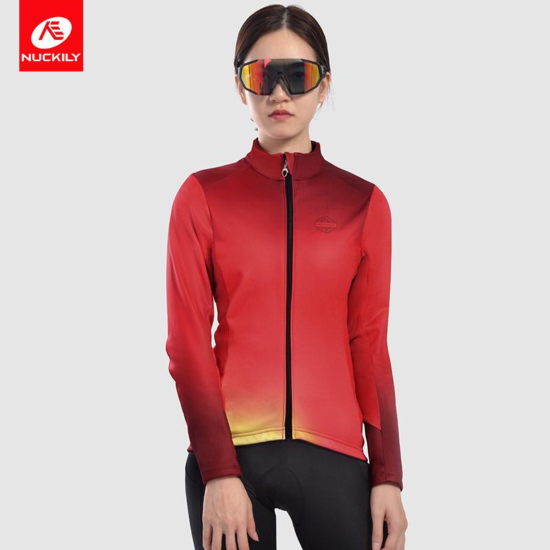 Vận Chuyển Nhanh Thu Đông Nỉ Nữ Đi Xe Đạp Mặc Xe Đạp Đi Xe Đạp Quần Áo Dài Tay Xe Đạp Đường Bộ Phù Hợp Với Phong Cách Mùa Đông Lông Cừu Ấm Áp