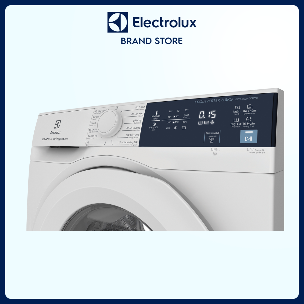 [Free Giao lắp] Máy giặt cửa trước Electrolux 8kg EWF8024D3WB - Giặt hơi nước diệt 99.9% vi khuẩn hiệu quả trên nhiều loại vải khác nhau, tiết kiệm điện năng [Hàng Chính Hãng]
