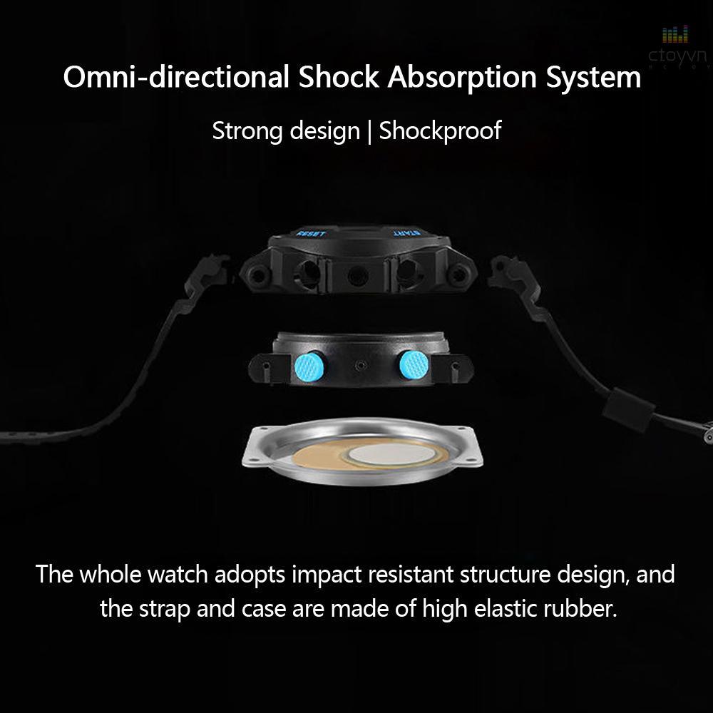 Đồng hồ đeo tay điện tử chống thấm nước màn hình lớn có báo thức và chuông báo cho nam