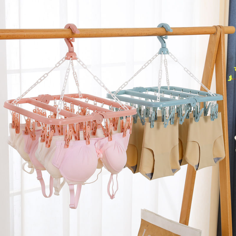 Móc Chùm Phơi Quần Áo, Đồ Lót, Tất Vớ 32 Kẹp Gấp Gọn Tiện Lợi