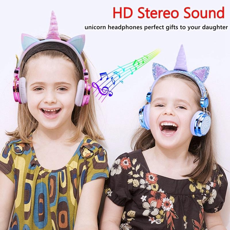 Hoạt Hình Kỳ Lân Có Dây Tai Nghe Có Mic Bé Gái Con Gái Nhạc Stereo Tai Nghe Máy Tính Điện Thoại Tai Nghe Trẻ Em Quà Tặng Sinh Nhật