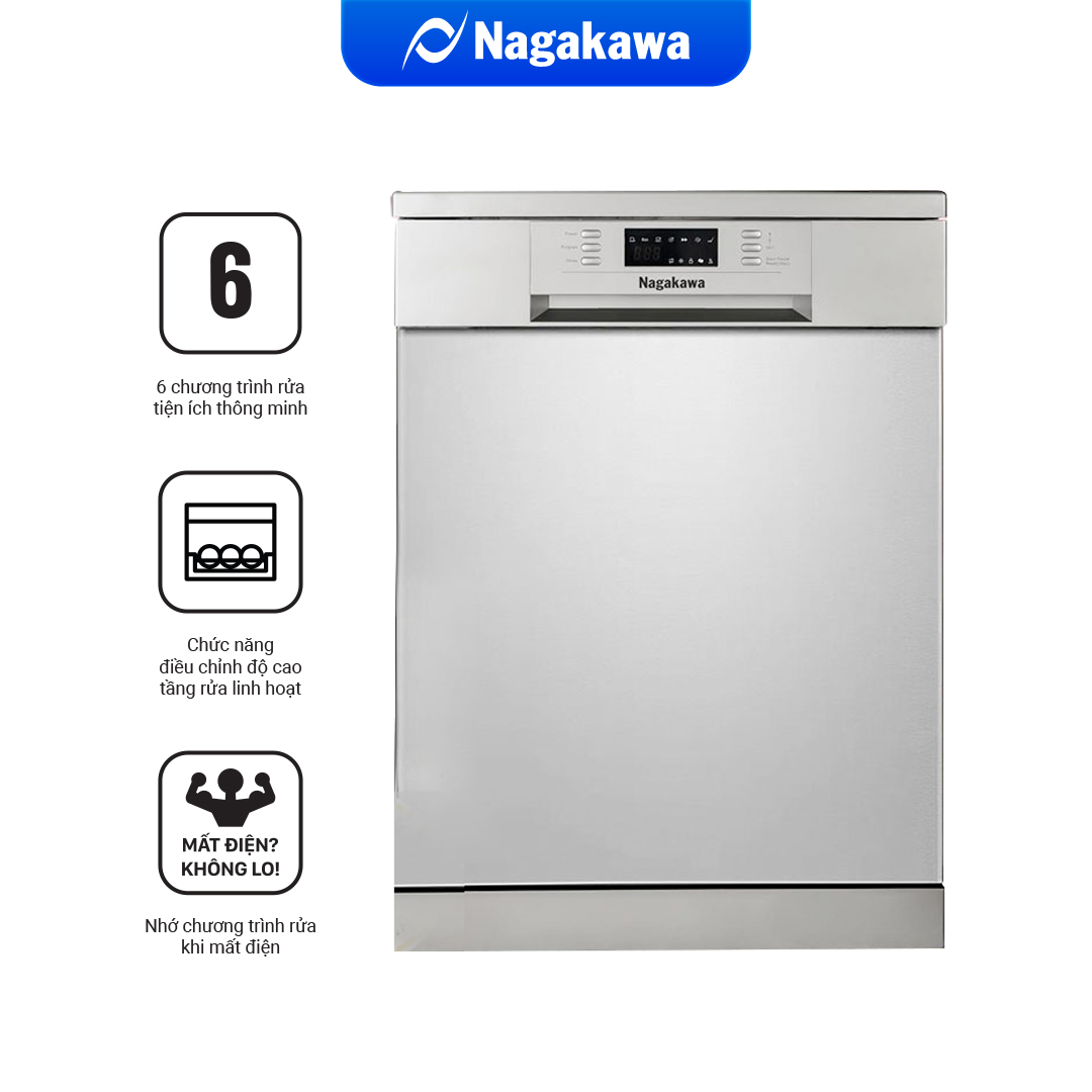 Máy rửa bát 14 bộ cao cấp Nagakawa NAG3602M14 - Made in Malaysia -  Hàng Chính Hãng