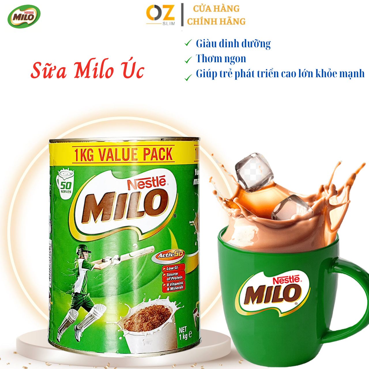 Sữa Milo Nestle chính hãng nội địa Úc 1kg - Phát triển chiều cao, tràn đầy năng lượng - OZ Slim Store