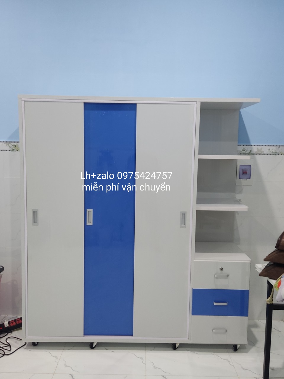 Tủ nhựa đài loan 3 cánh 1 kệ cửa lùa freeship