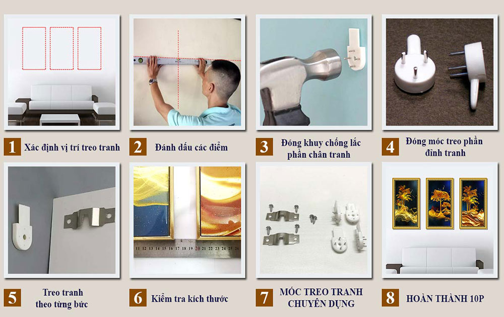 Tranh treo tường 3 tấm- chim công - chim khổng tước: 3229L10