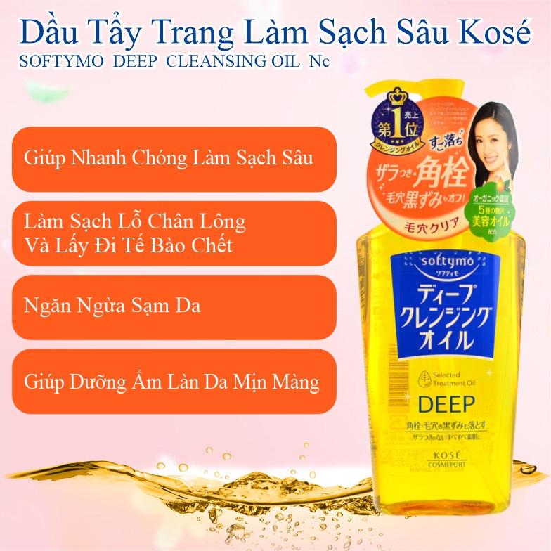 Dầu Tẩy Trang Làm Sạch Sâu Kosé Softymo Deep Cleansing Oil NC (230mL)