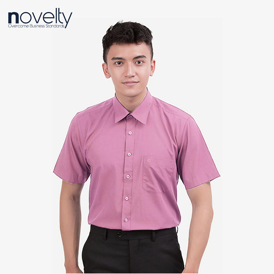 Áo sơ mi nam Slim fit ngắn tay hồng nhạt 171156N