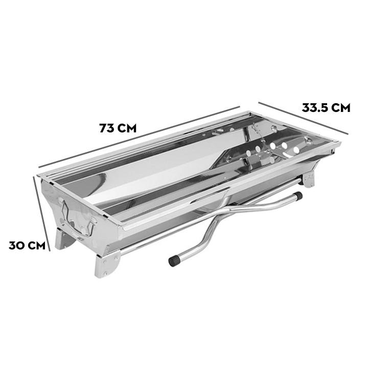 Bếp nướng BBQ ngoài trời dã ngoại nướng than hoa inox có thể gấp gọn chân cao xếp kèm phụ kiện - Hàng chính hãng