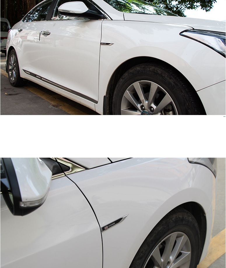 Bộ 2 mang cá kim loại chữ Hyundai trang trí xe