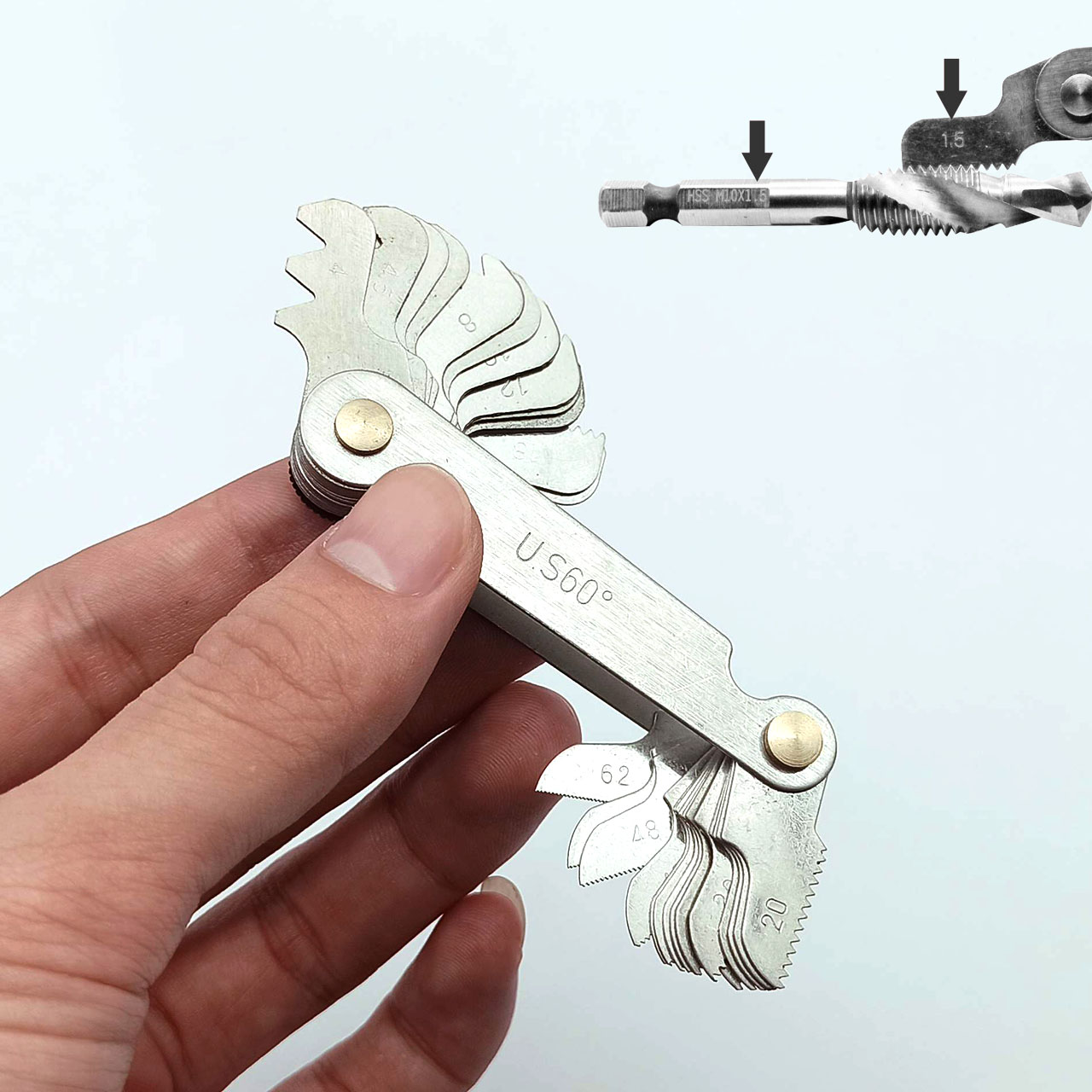 Dưỡng đo kiểm ren 60° hệ Mỹ 30 lá dải đo 4-62 bước ren mỗi inch