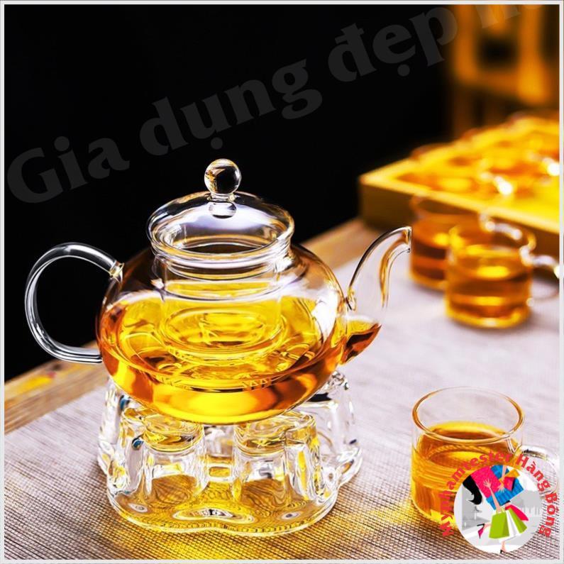Combo ấm trà lọc 600ml và đế nến tim thuỷ tinh