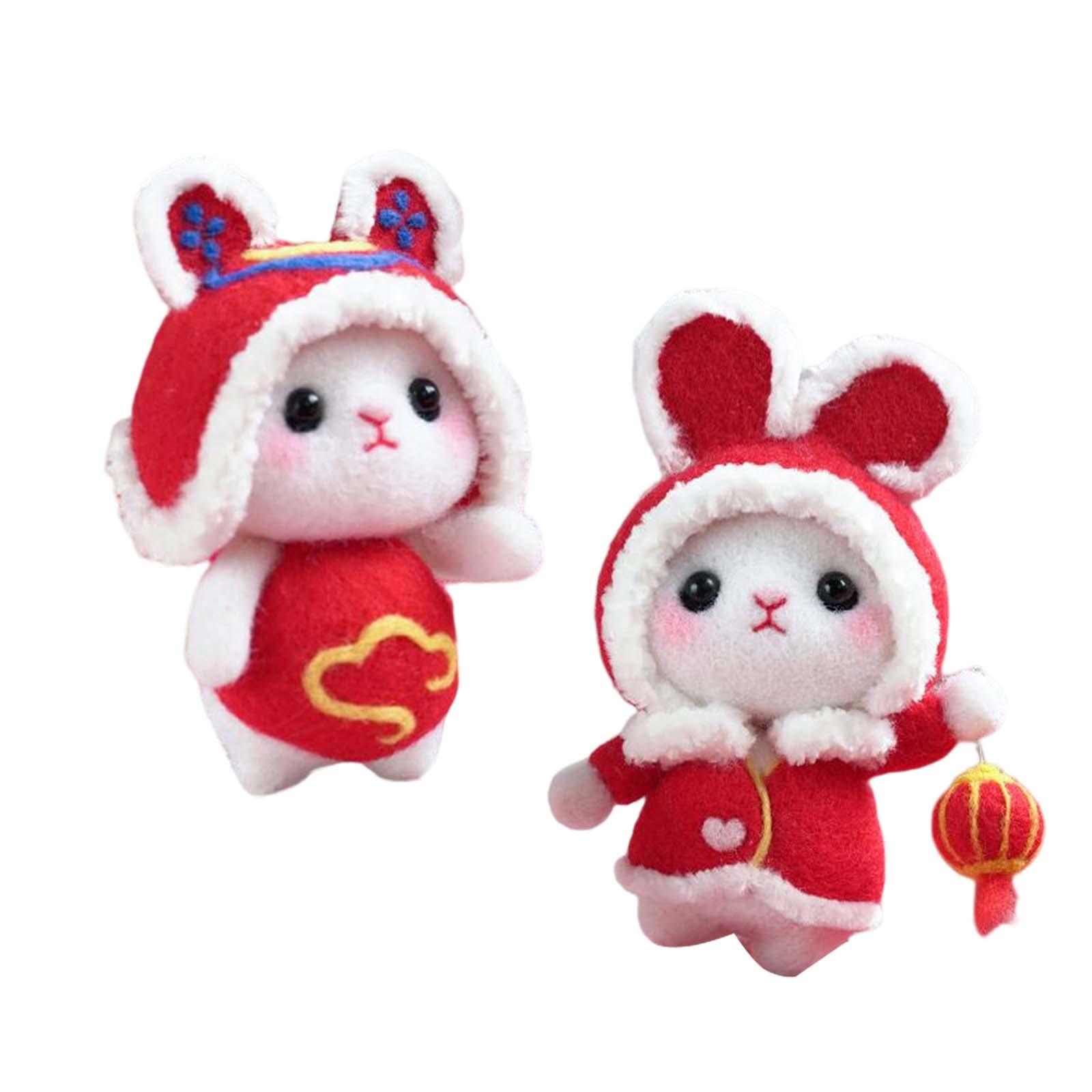 Mini Rabbit Wool Felt Kits New Year 2023 Rabbit Year Gift for Starter Kit