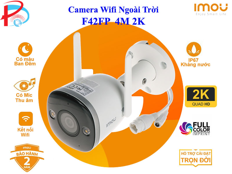 CAMERA WIFI IMOU NGOÀI TRỜI F42FP 4MP 2K TÍCH HỢP MIC - CÓ MÀU BAN ĐÊM - HÀNG CHÍNH HÃNG