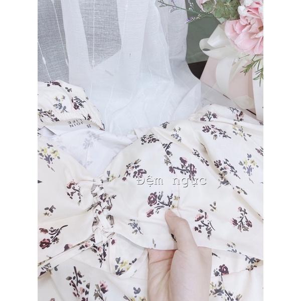 -Váy hoa nhí be cúp ngực đan dây hở eo hót hit