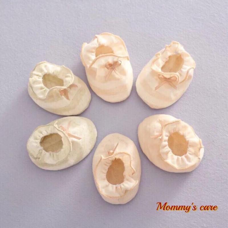 Bao chân sơ sinh 100% COTTON HỮU CƠ TỰ NHIÊN không chất tẩy nhuộm an toàn cho bé