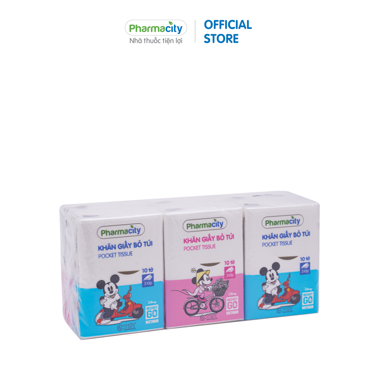 Khăn giấy bỏ túi Pharmacity Mickey Go Vietnam (Lốc 6 gói)