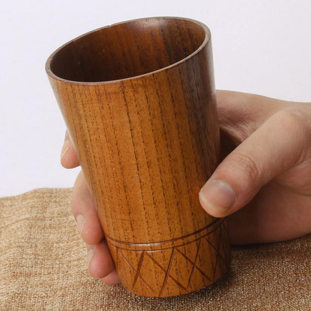 Wooden Cup Handmade Coffee Tea Beer Juice Milk Mug Drink Cup 7.8cmx11.5cm