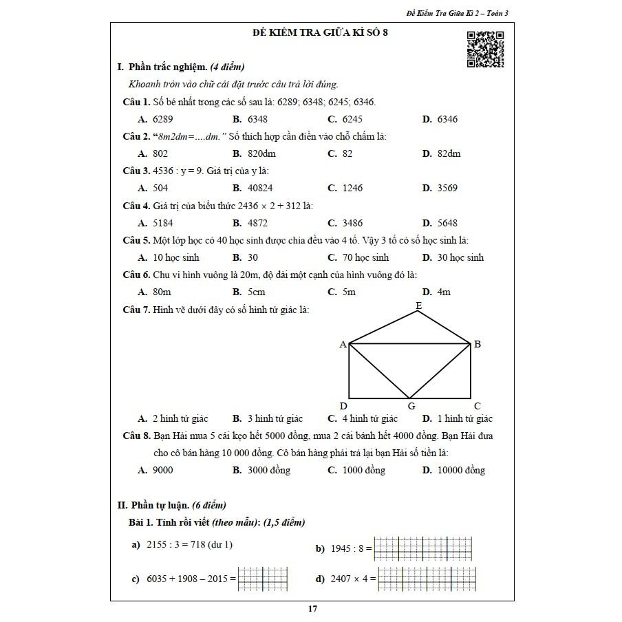 Sách - Đề Kiểm Tra Toán 3 - Học Kì 2