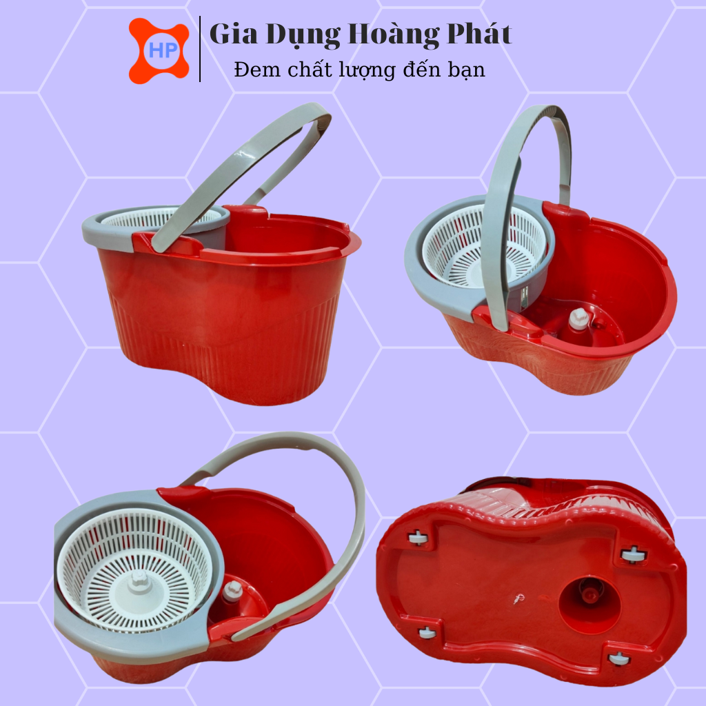 Thùng / Xô Lau Nhà Tự Vắt 360° Lồng Nhựa