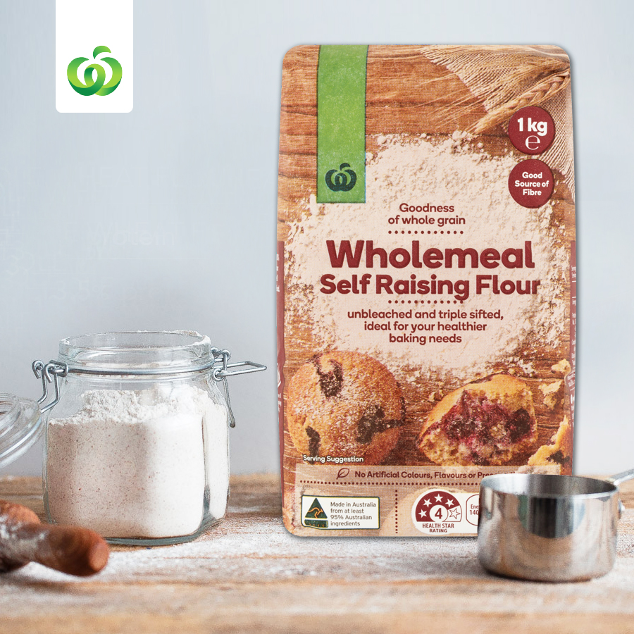 Bột làm bánh Nguyên Cám tự nở - Woolworths Wholemeal Self Raising Flour 1kg