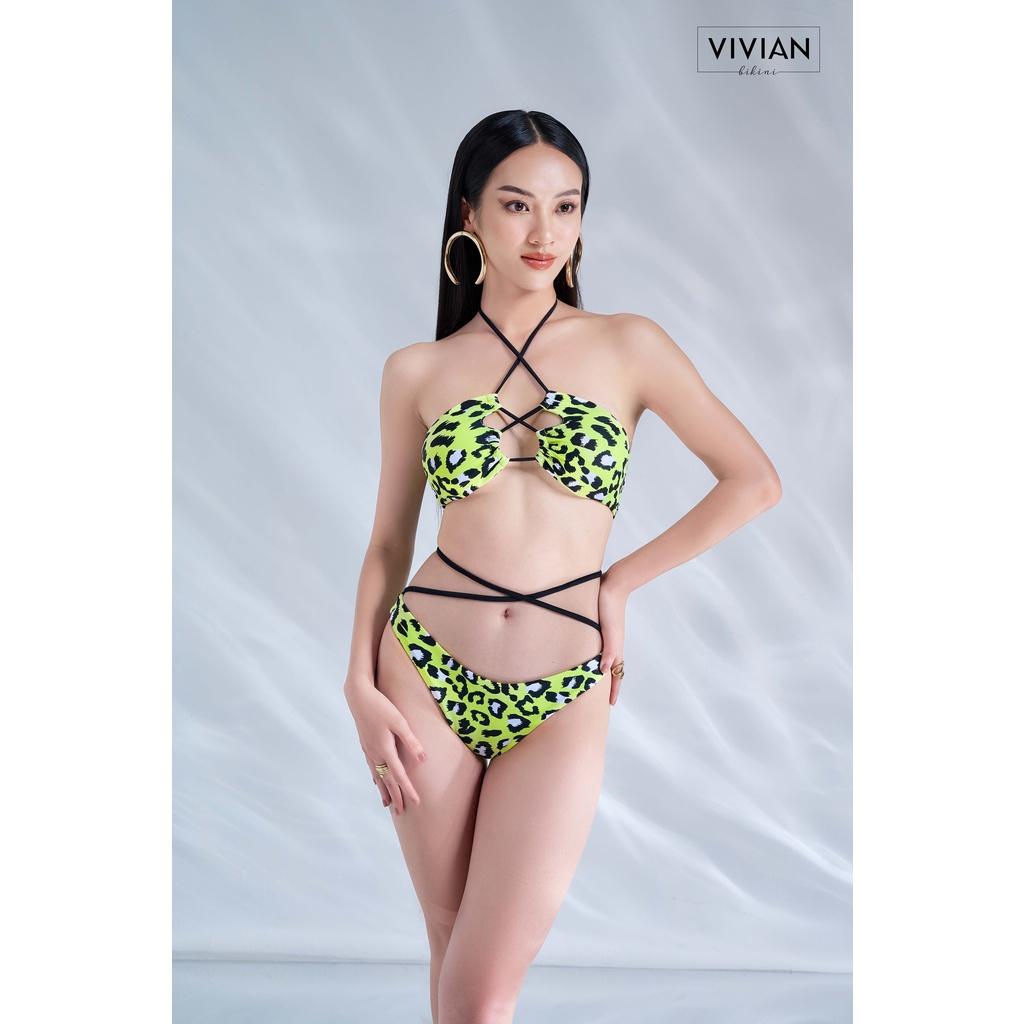 Đồ bơi nữ cao cấp dạng hai mảnh áo ống phối dây tạo hình - Xanh lá cây - VS186_GN