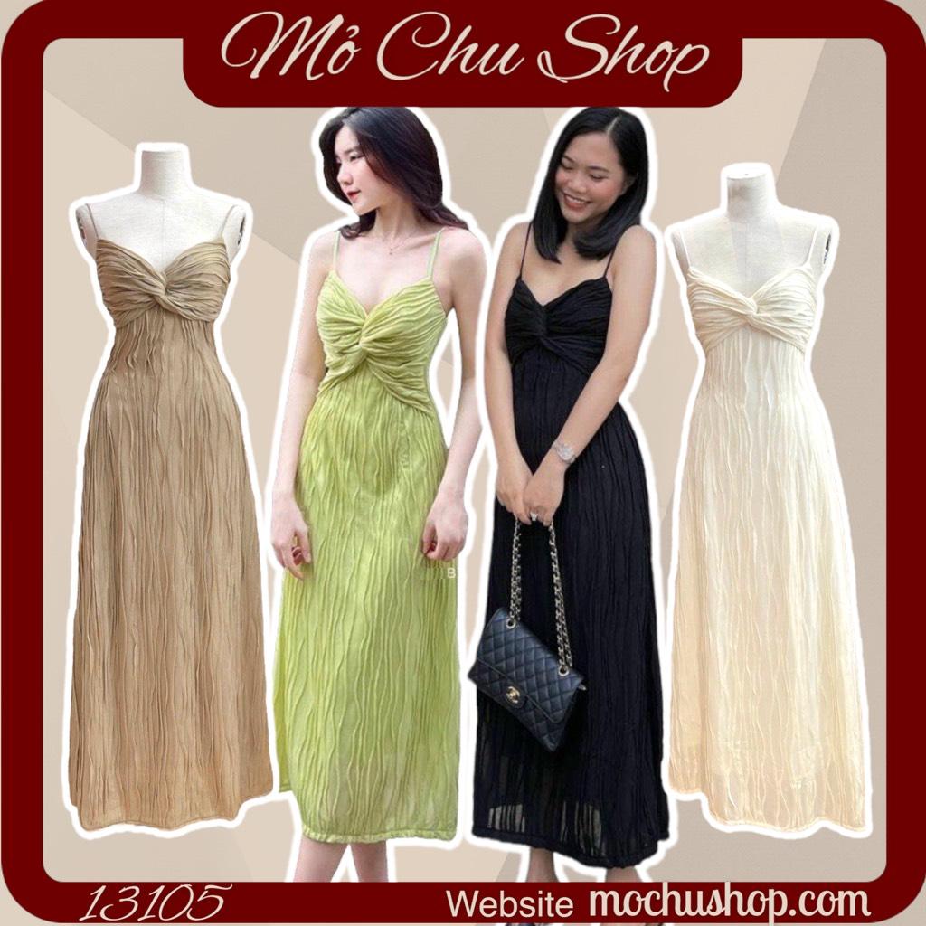 ĐẦM MAXI 2 DÂY VẢI GỢN