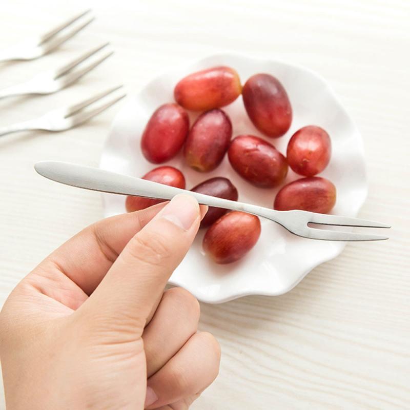 Stainless Steel Flatware Fruit Snack Dessert Fork Kitchen Party Pick Gadget Fruit Fork Stailess Steel Fork Home Kitchen Tools