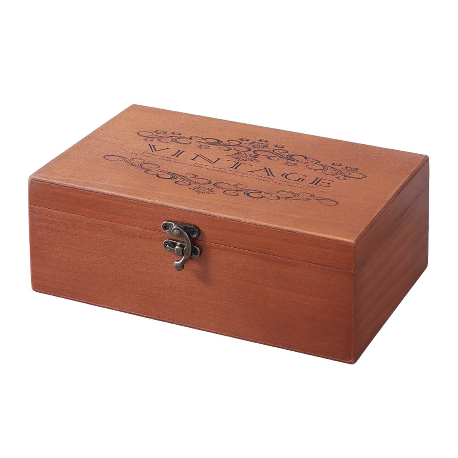 Vintage Style Wooden Storage Box Portable Wood Jewelry Box Trinket Organizer