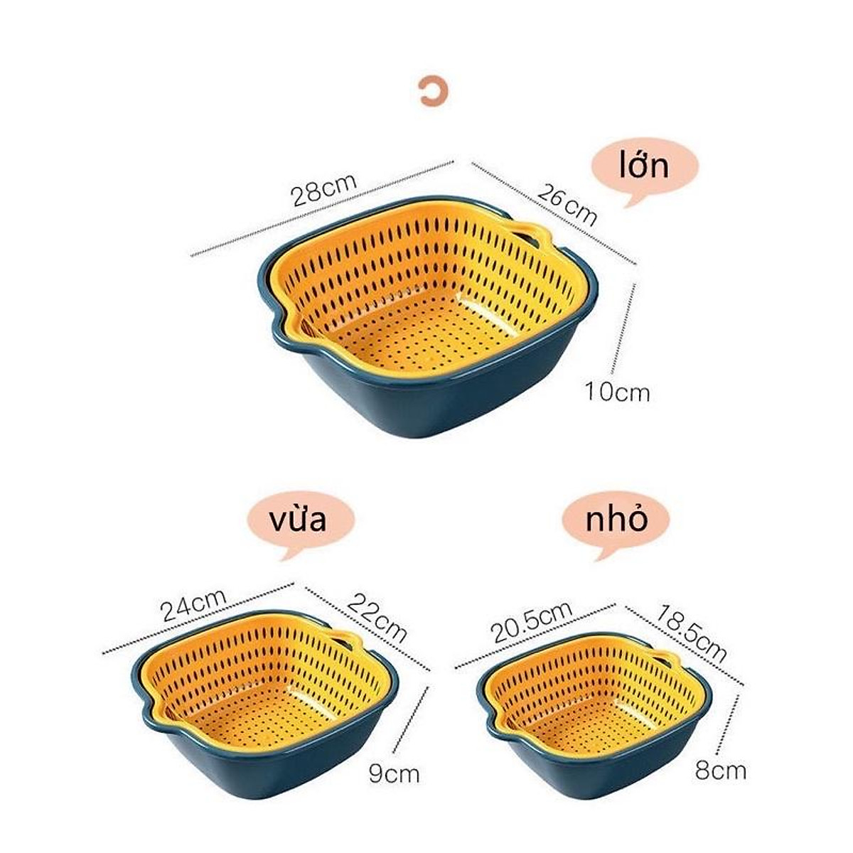 Sét Rổ 6 Món Chất Liệu Nhựa Cao Cấp, Bộ Rổ Kèm Chậu Đựng Đồ Đa Năng - Hàng loại 1. Chính Hãng MINIIN