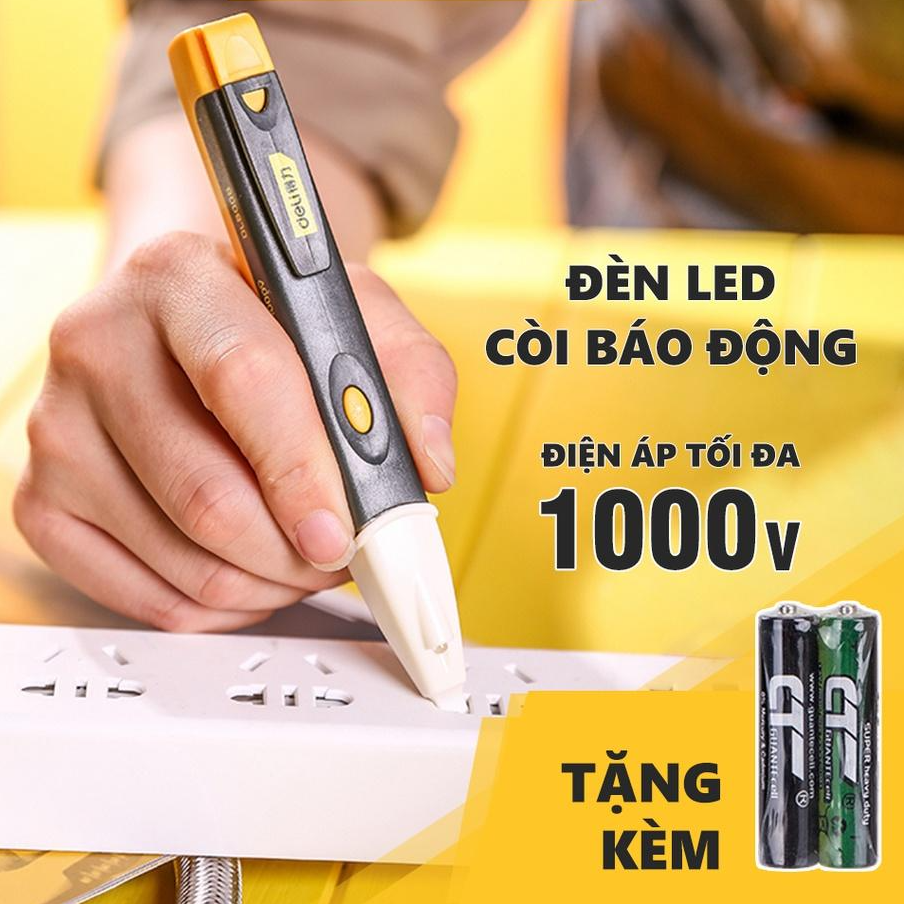 Bút Thử Điện Đa Năng Thông Minh Deli Chính Hãng 90-1000V - Tích Hợp Đèn LED Và Còi Báo Động An Toàn, Tiện Lợi - DL8008