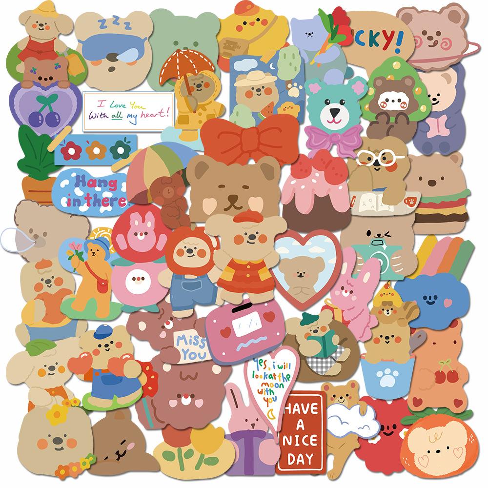 Sticker GẤU INS hoạt hình cute trang trí mũ bảo hiểm,guitar,ukulele,điện thoại,sổ tay,laptop-mẫu S166