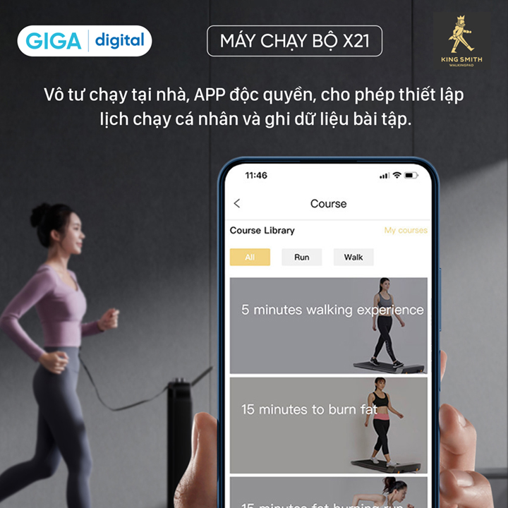 Máy chạy bộ thông minh Kingsmith X21 Bản Quốc Tế (WalkingPad Treadmill X21) - TRX21F Hàng Chính Hãng