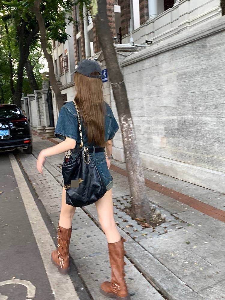 JUMPSUIT NGẮN ĐỒ BAY QUẦN ỐNG RỘNG SUÔNG TRƠN CỔ SƠ MI JEANS PLAYSUITS DENIM BO EO ĐI CHƠI ĐI PHƯỢT DẠO PHỐ  ĐI BIỂN