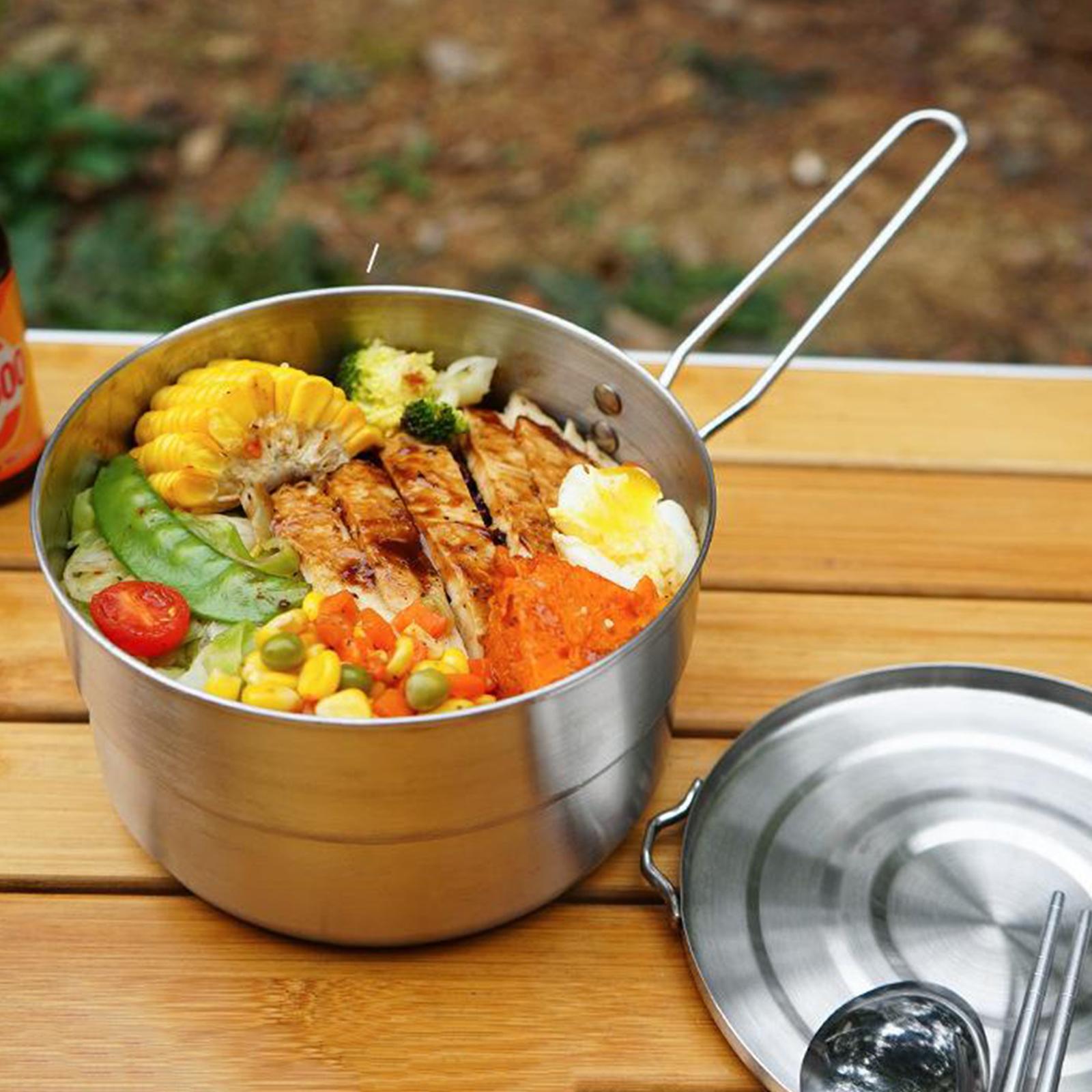 Outdoor Sauce Pan Saucepan Soup Milk Pot Foldable Handle Camping Backpacking