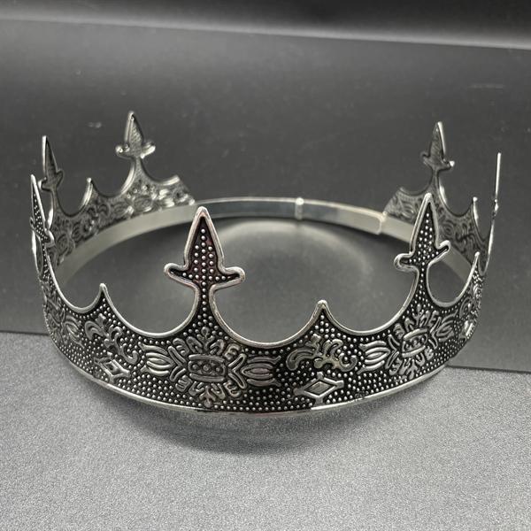 Vương miện nam tròn cao 6,5cm màu đen vân bạc