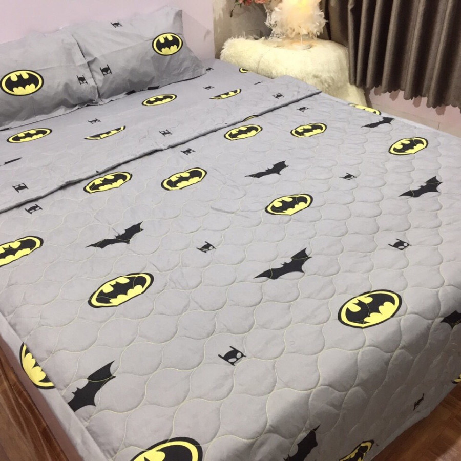 Bộ Chăn Ga Gối Poly Cotton Hè Thu 5 Món Batman
