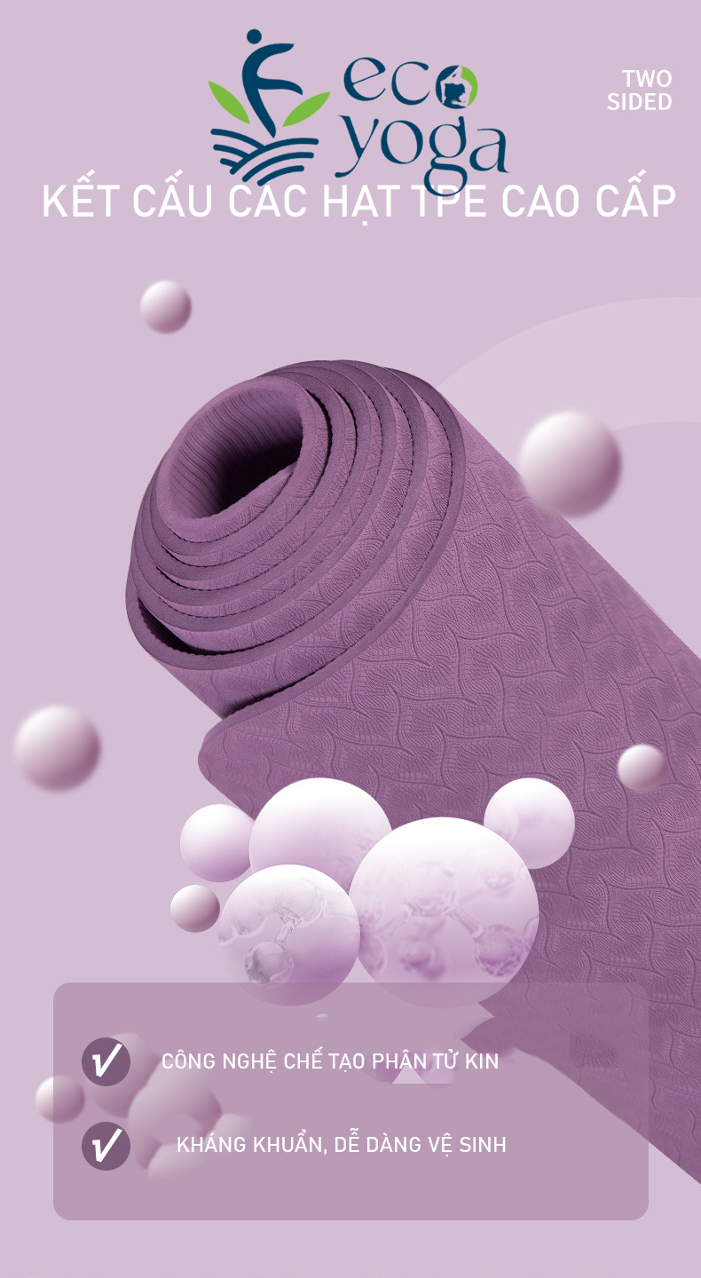 Thảm Yoga Định Tuyến TPE 1 Lớp 8mm - YOGA QG, Độ Bám Cao, Chống Trơn Trượt, Mềm Mại, Thân Thiện Với Môi Trường, An Toàn Khi Tiếp Xúc Với Da - Hàng chính hãng