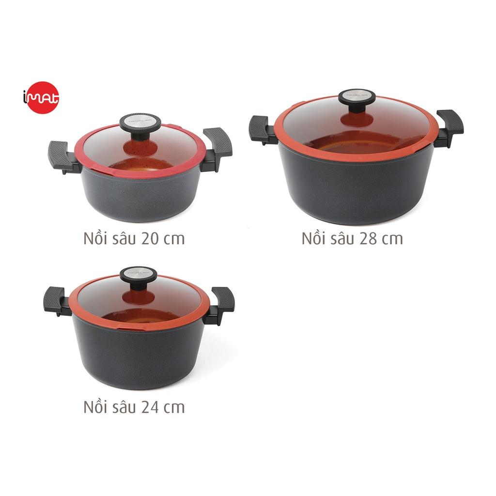 Nồi sâu de Chef Neoflam Hàn Quốc, tráng gốm không dính, đáy từ