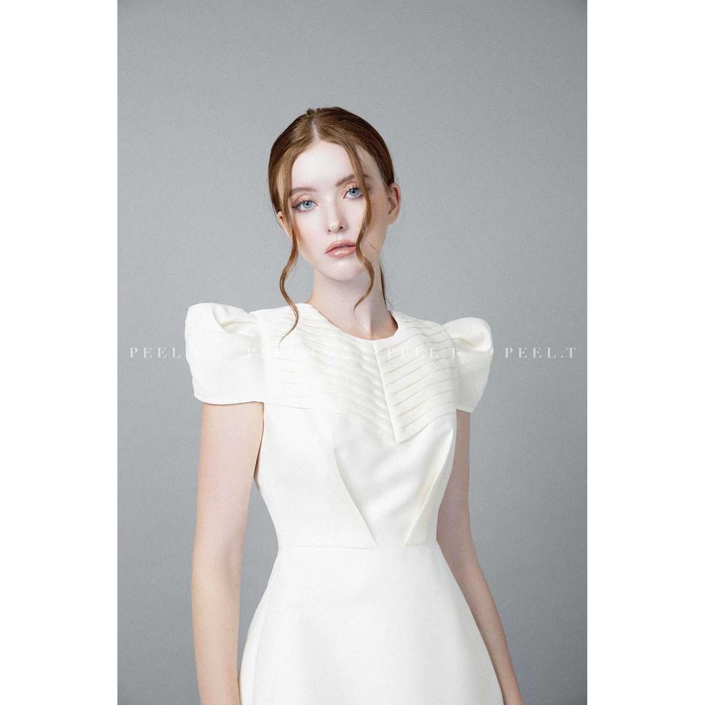 PEEL.T - Đầm dài Lucia trắng kem thiết kế tay ngắn đi chơi, dự tiệc, công sở