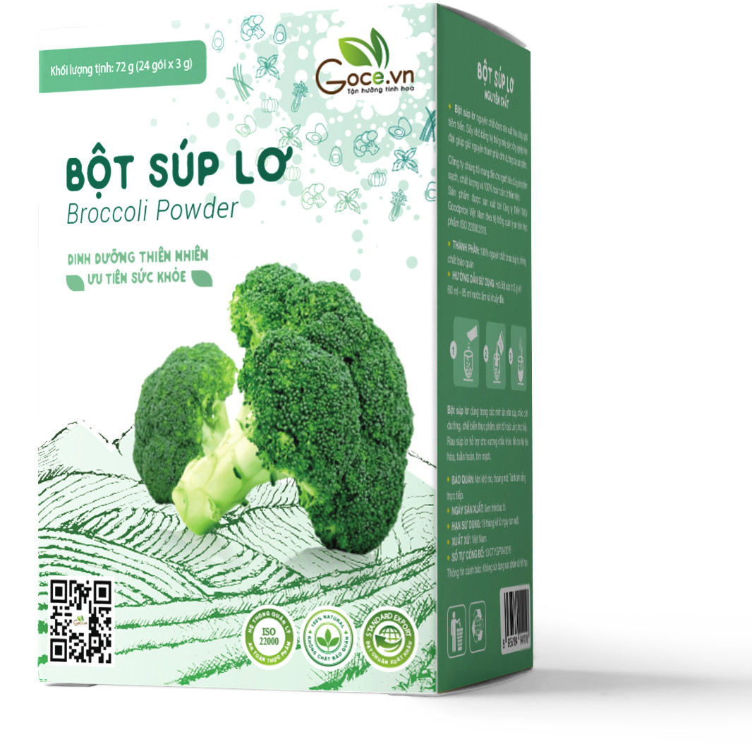 Bột súp lơ nguyên chất Goce (Bông cải xanh) - 72g (24 gói x 3g)