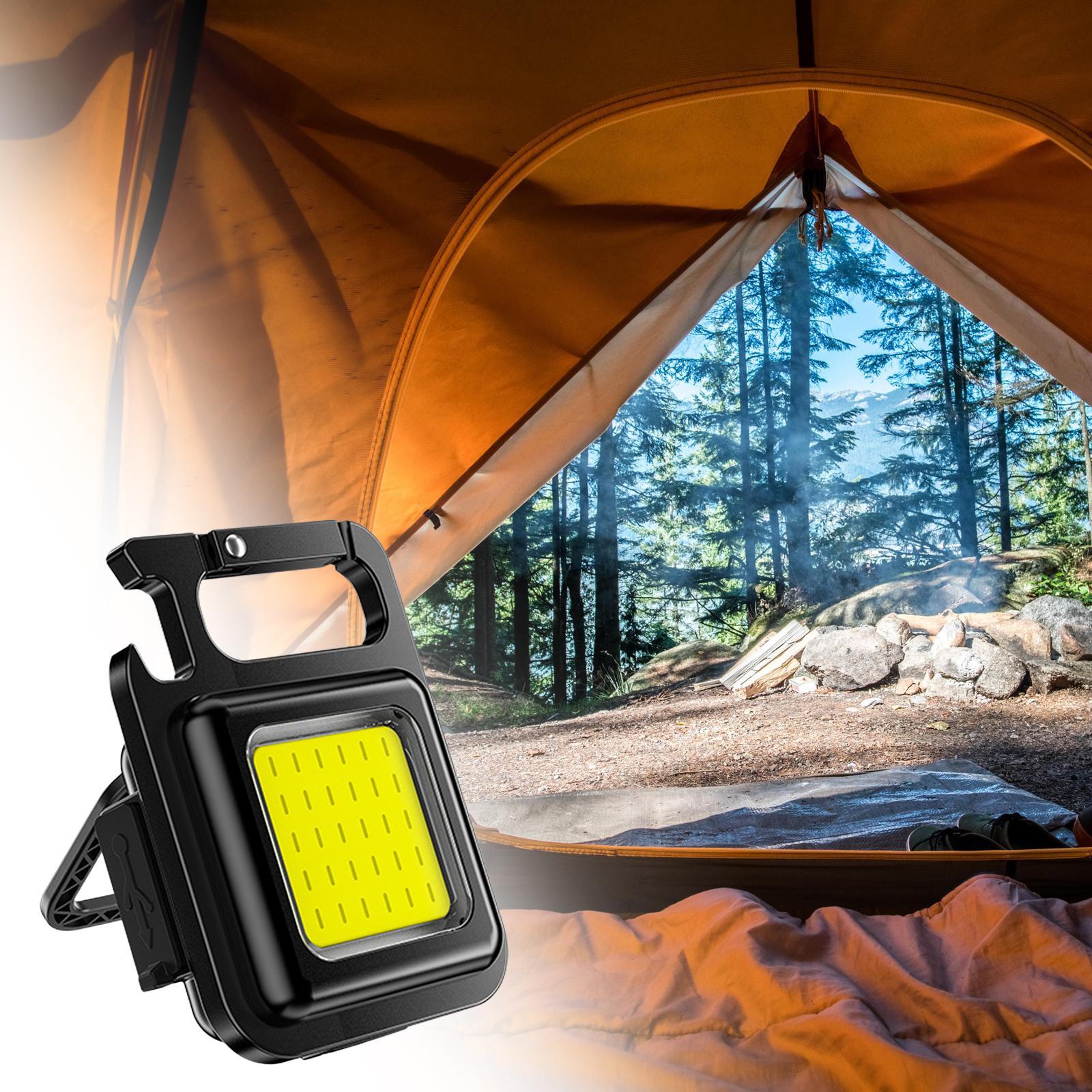 COB Keychain Flashlight Waterproof USB Rechargeable Lamp for Fishing Walking