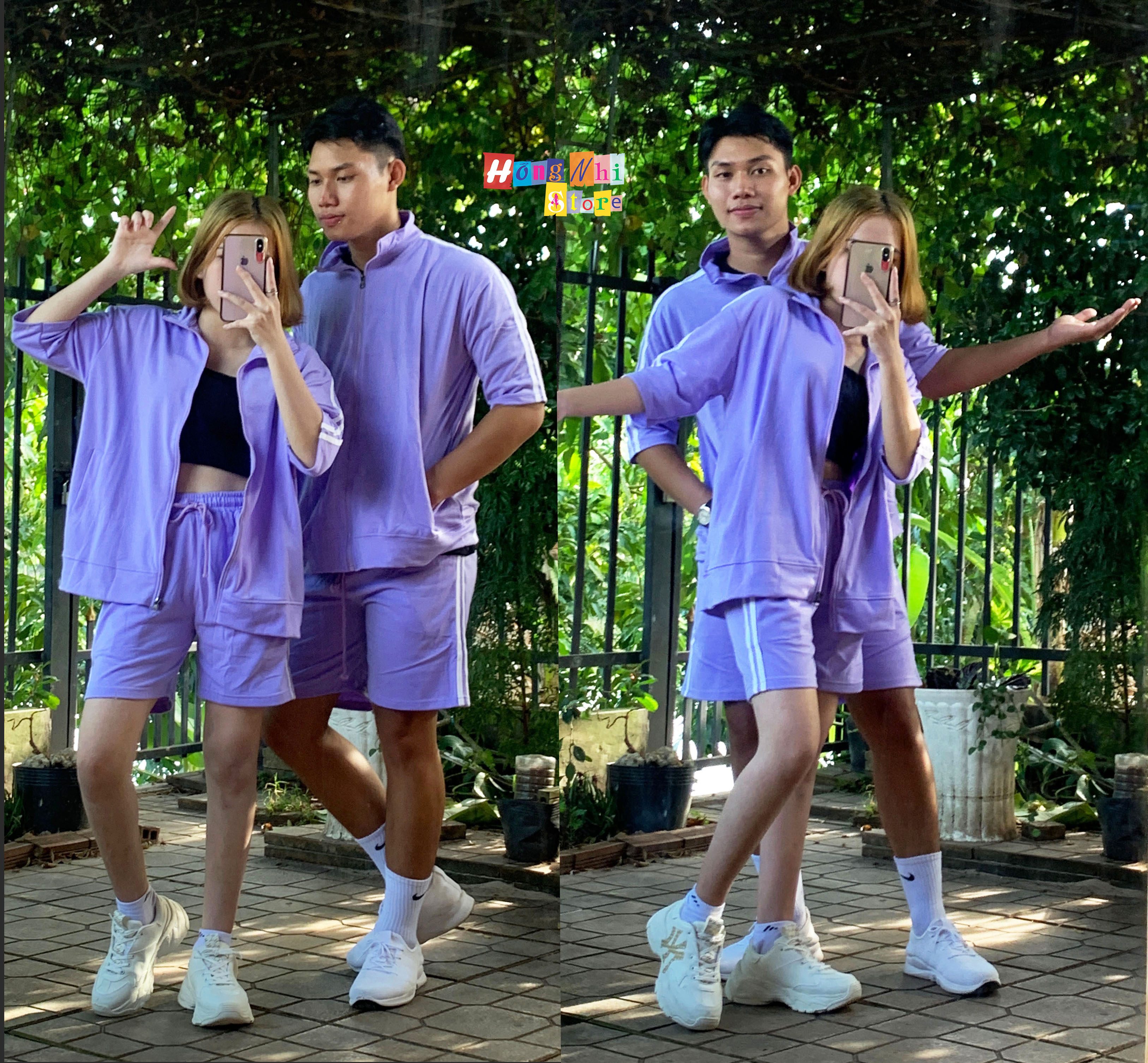 Set Bộ Thể Thao Oversize Ulzzang Unisex Áo Khoác Tay Ngắn Quần Short Màu Tím Cao Cấp - MM