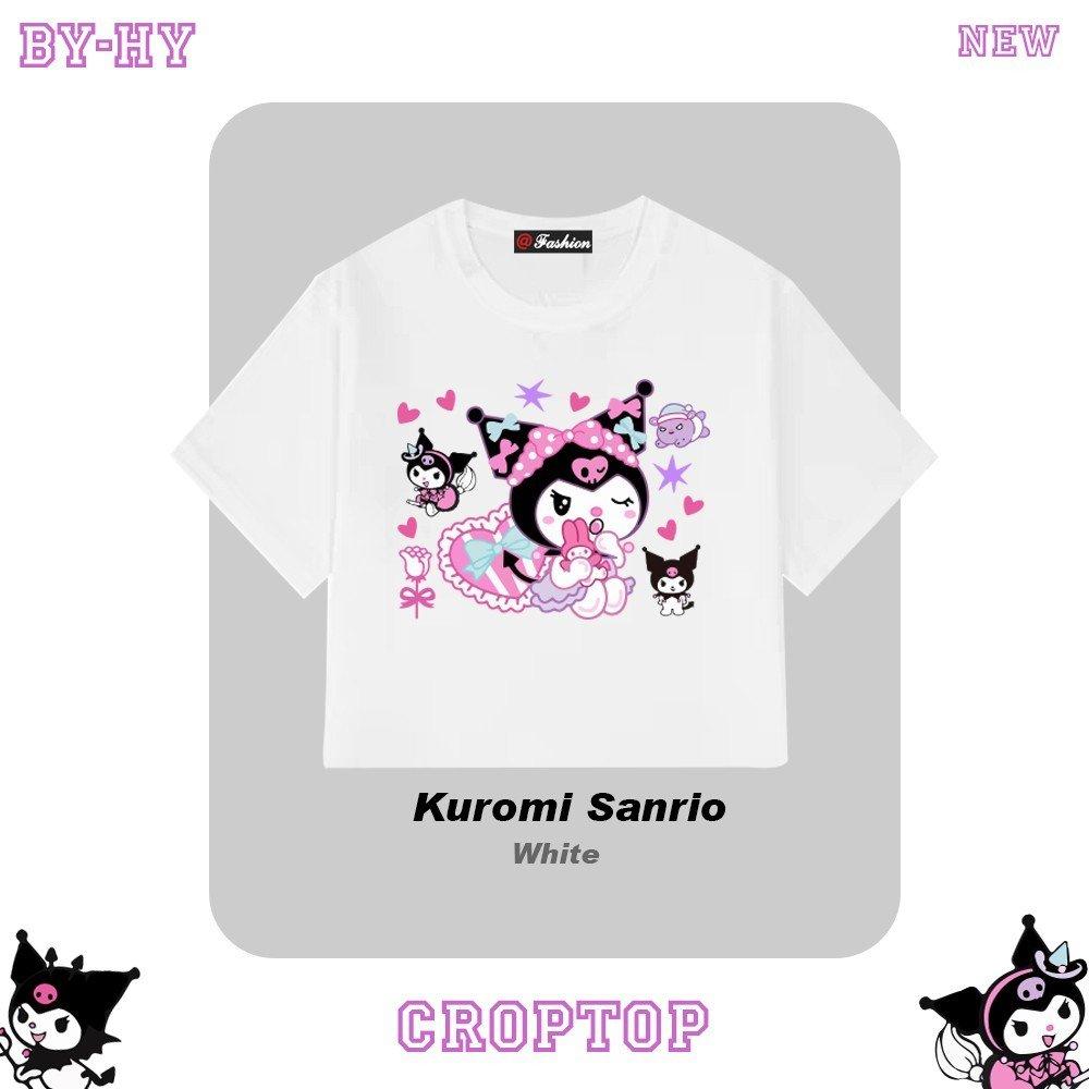 Croptop freesize in hình Kuromi Sanrio kèm các họa tiết vui nhộn