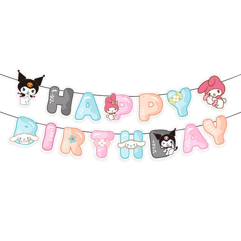 [KÈM QUÀ TẶNG-GIAO HỎA TỐC]Set bóng trang trí sinh nhật chủ đề hoạt hình Kuromi Sanrio đủ mẫu cho bé