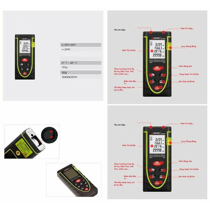 Thước đo khoảng cách bằng tia laser SNDWAY SW-M60 phạm vi đo 60M