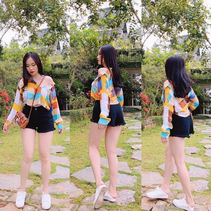 QUẦN SHORT JEANS TRẮNG/ĐEN CO GIÃN LƯNG CAO- hình thật sp