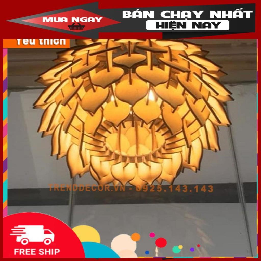 Đèn gỗ thả trần hiện đại sang trọng chất liệu gỗ trang trí cho phòng khách nhà căn hộ decor nhà quán cafe