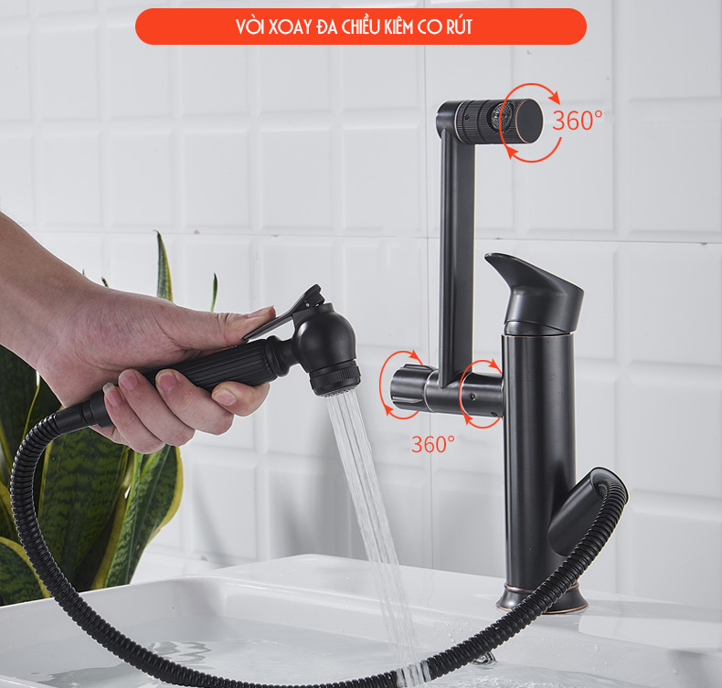 VÒI CHẬU RỬA MẶT LAVABO XOAY ĐA CHIỀU 360 ĐỘ SIÊU TIỆN DỤNG – XUẤT XỨ: Ý