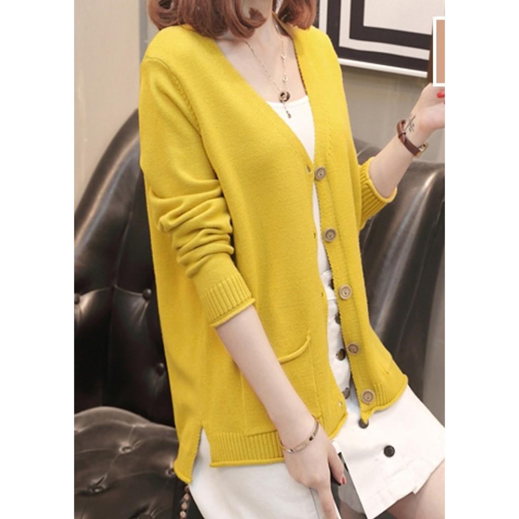 Áo khoác len nữ, áo cardigan len nữ 2 túi trước, chât len dày dặn mềm mịn, thời trang trẻ, hàng nhập Quảng Châu
